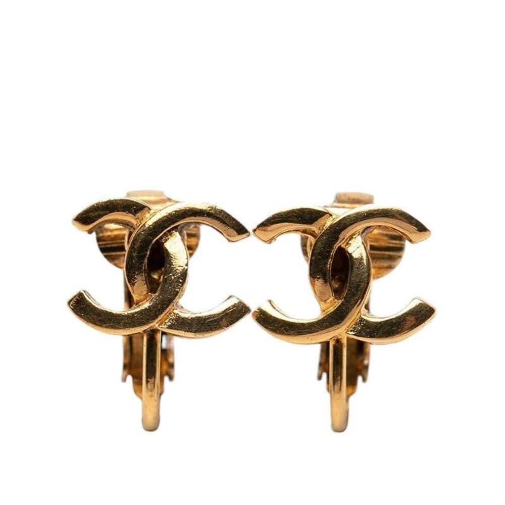 Chanel CC Logo Earrings Gold Plated